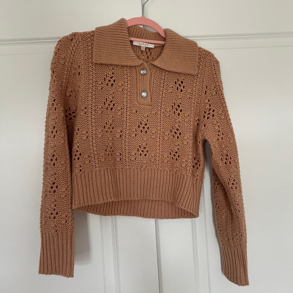 WAYF Knit Sweater with Jewel Buttons